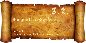 Benyovits Kenéz névjegykártya